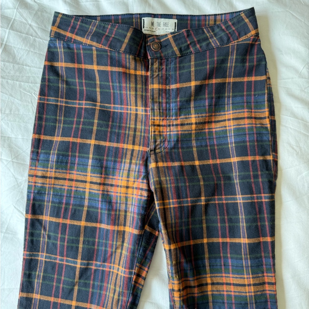 Free People Multicolor Plaid Skinny Pants. Size 27.